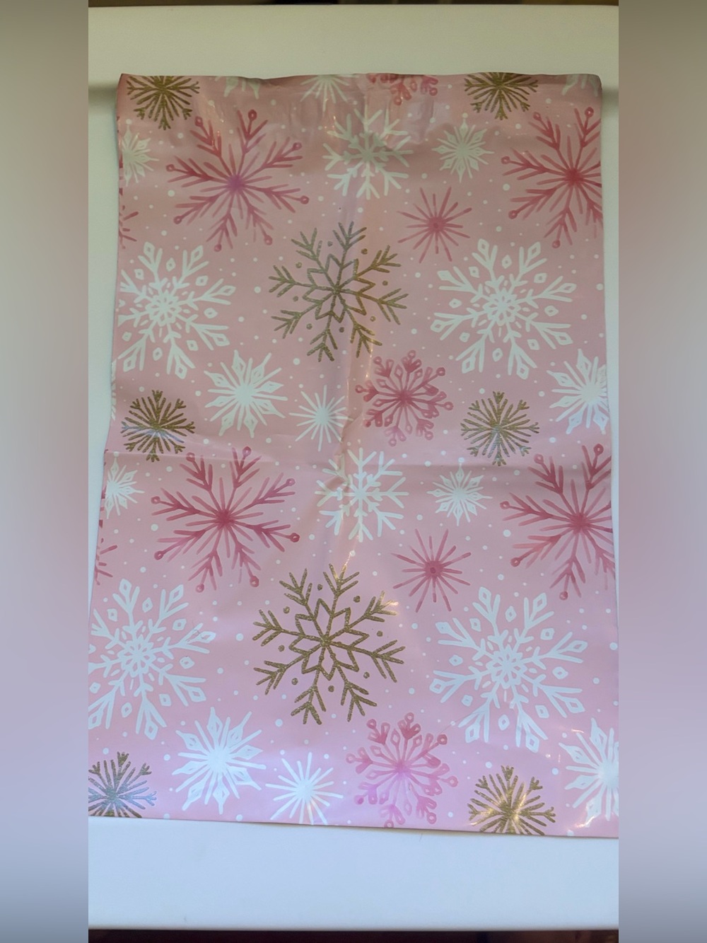 Holiday polymailers pink snowflake